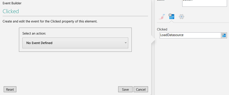 Picture showing the event Builder pop-up.